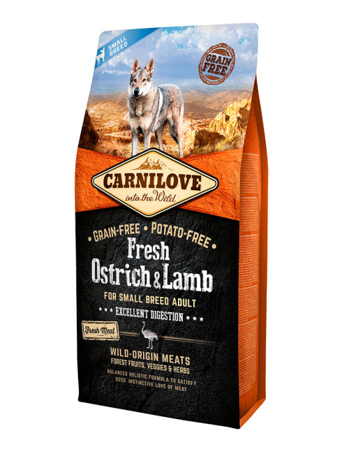Fresh Ostrich & Lamb Adult Small Breed Torrfoder för Små Hundar  - 6 kg - Carnilove