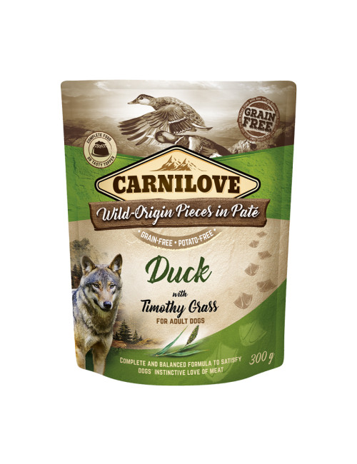 Pouch Paté Duck with Timothy Grass Våtfoder till Hund  - 12 x 300 g - Carnilove