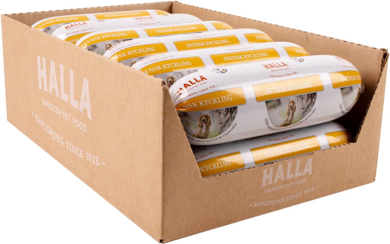 Svenskt ångkokt Hundfoder, Kyckling - 12 x 650 g - Halla Pet Food