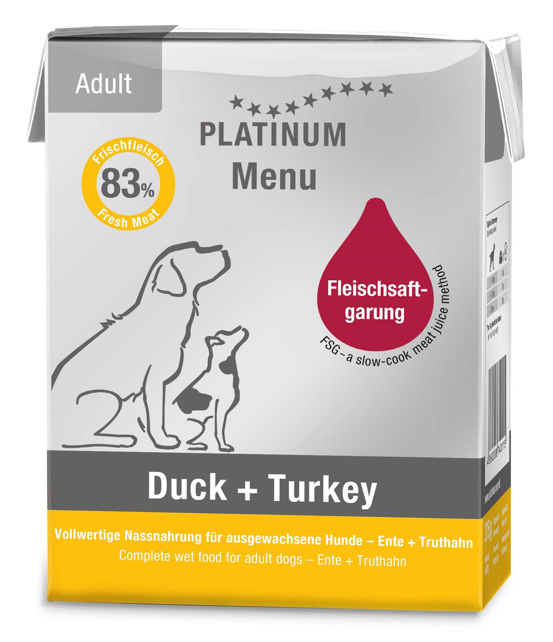 Adult Menu Duck & Turkey Våtfoder till Hund - 12 x 375 g - Platinum