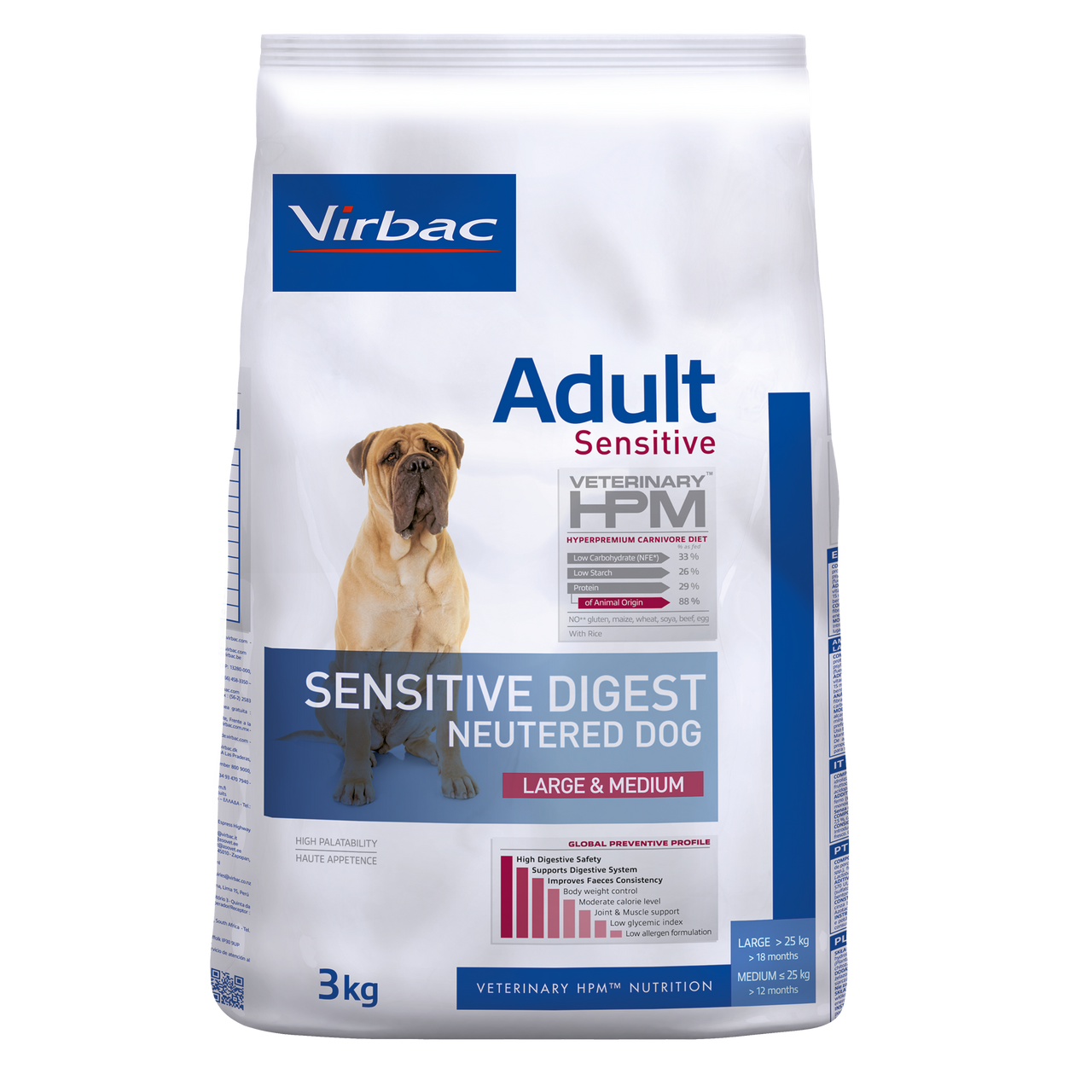 Adult Sensitive Digest Neutered Hundfoder Large & Medium - 3 kg - Virbac