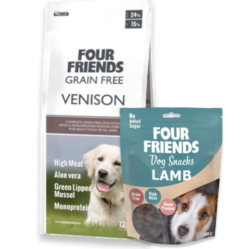 Köp Grain Free Venison Hundfoder - få godis på köpet! - 12 kg + hundgodis - FourFriends