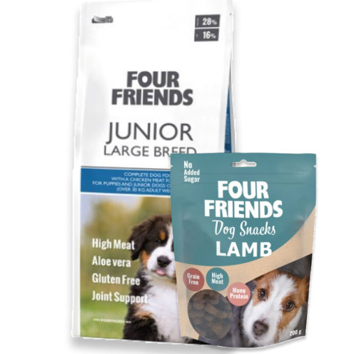 Köp Junior Large Breed Hundfoder - få godis på köpet! - 12 kg + hundgodis - FourFriends