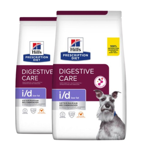 2-pack Prescription Diet i/d Digestive Care Low Fat Hundfoder med Kycklingsmak - 2 x 12 kg - Hill’s
