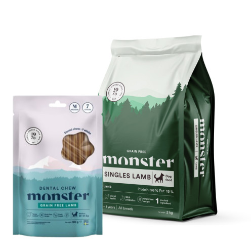 Köp Dog Grain Free Singles Lamb - få Dental Chew på köpet! - 12 kg + Dental Chew - Monster