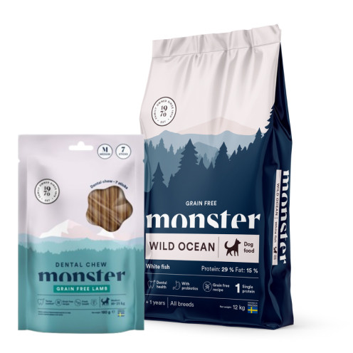Köp Dog Grain Free Wild Ocean - få Dental Chew på köpet! - 12 kg + Dental Chew - Monster