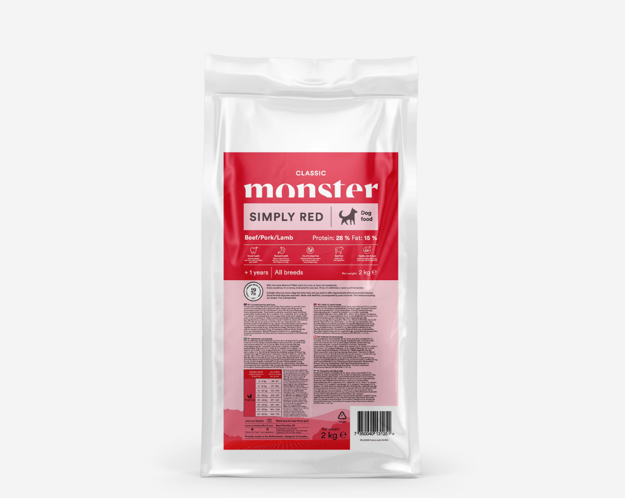 Dog Classic Simply Red Beef/Pork/Lamb torrfoder - 17 kg - Monster