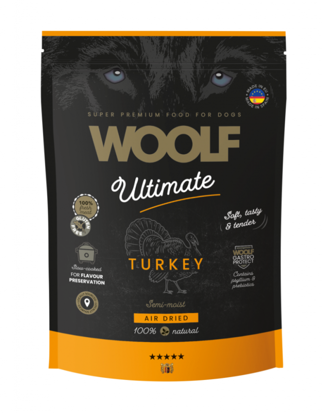 Semi-Moist Turkey Torrfoder för Hund - 1 kg - Woolf Snacks