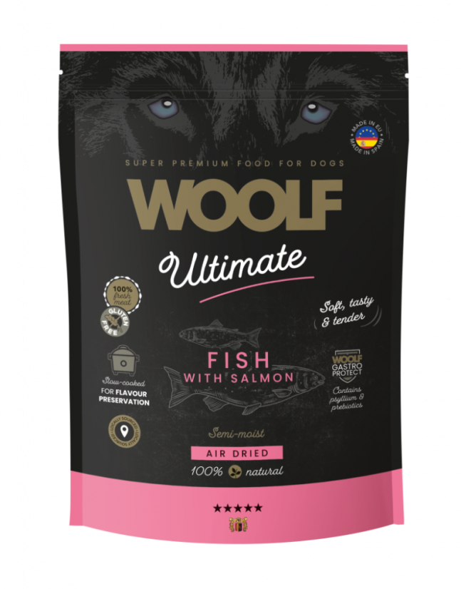 Semi-Moist Salmon Torrfoder för Hund - 1 kg - Woolf Snacks