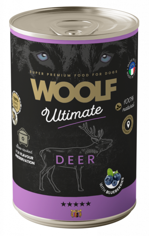 Deer and Blueberry Våtfoder för Hund - 6 x 400 g - Woolf Snacks