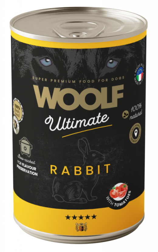 Rabbit and Tomato Våtfoder för Hund - 6 x 400 g - Woolf Snacks