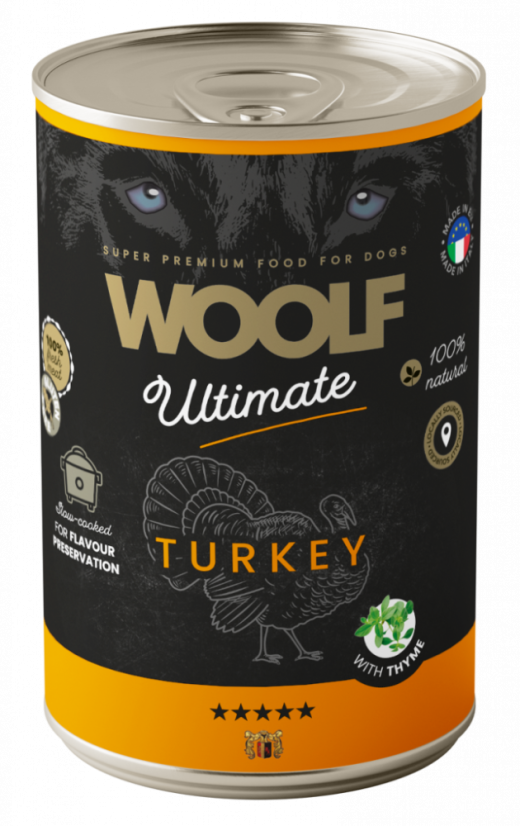 Turkey and Thyme Våtfoder för Hund - 6 x 400 g - Woolf Snacks
