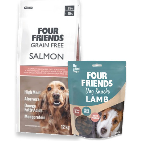 Köp Grain Free Salmon Hundfoder - få godis på köpet! - 12 kg + hundgodis - FourFriends