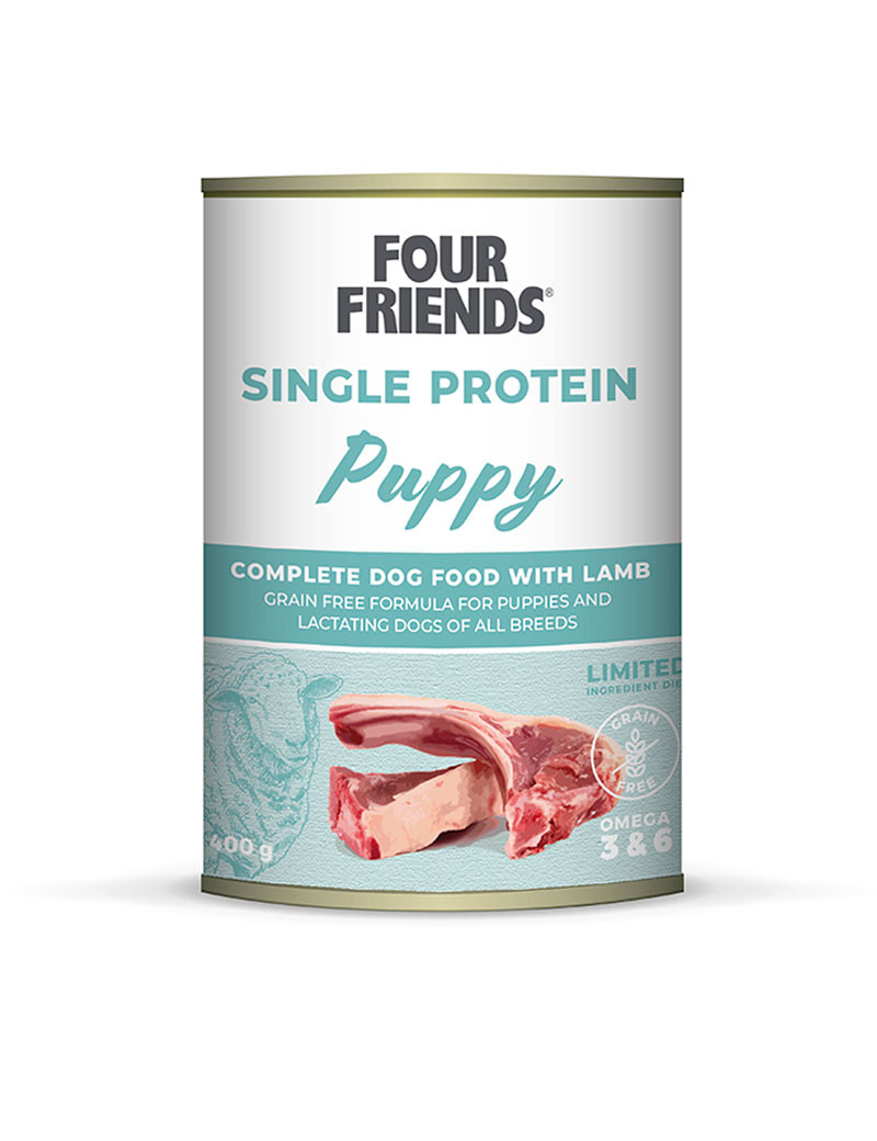 Single Protein Lamb Våtfoder för Valp - 6 st x 400 g - FourFriends