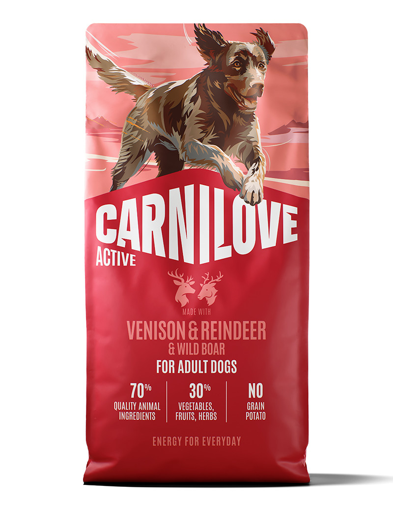 Venison & Reindeer & Wild Boar Active Adult Torrfoder för Vuxna Hundar - 12 kg - Carnilove