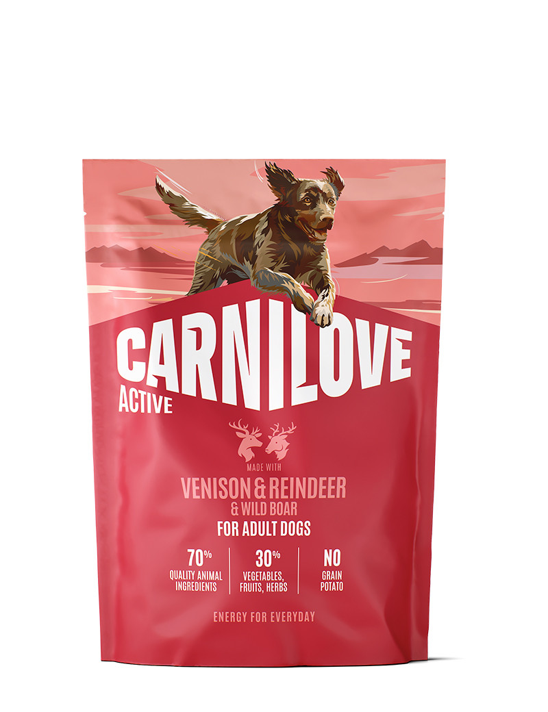 Venison & Reindeer & Wild Boar Active Adult Torrfoder för Vuxna Hundar - 1,5 kg - Carnilove