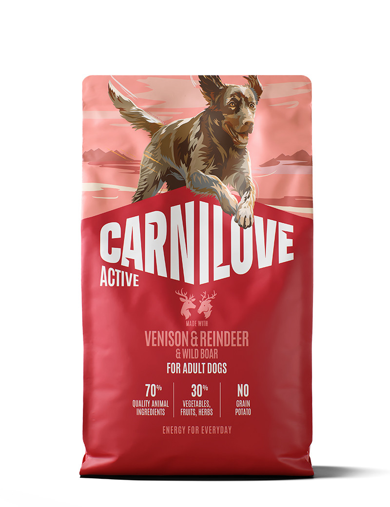Venison & Reindeer & Wild Boar Active Adult Torrfoder för Vuxna Hundar - 4 kg - Carnilove
