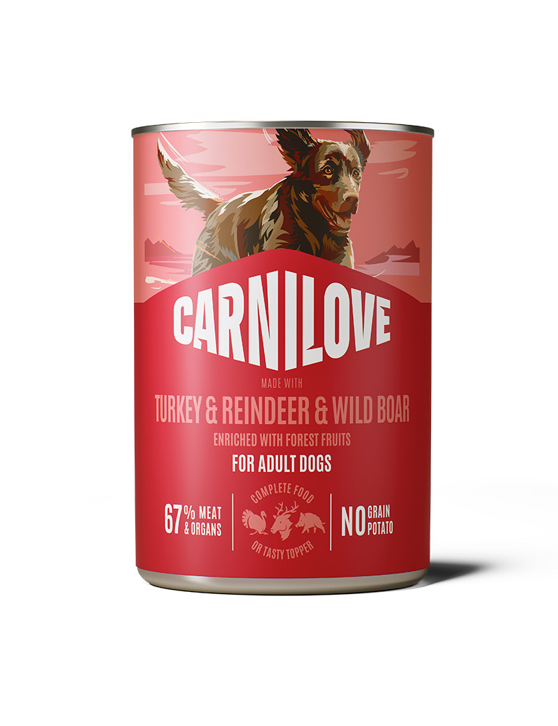 Wild Meat Turkey, Venison & Reindeer Våtfoder till Hund - 6 x 400 g - Carnilove