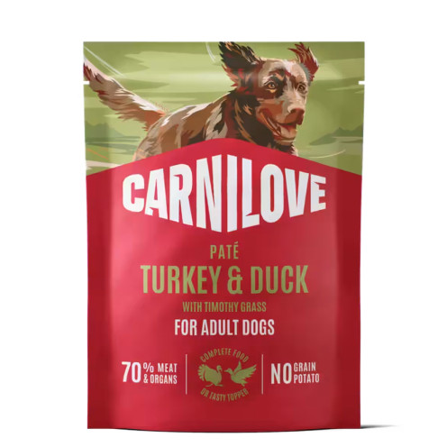 Pouch Paté Turkey & Duck with Timothy Grass Våtfoder till Hund - 12 x 300 g - Carnilove