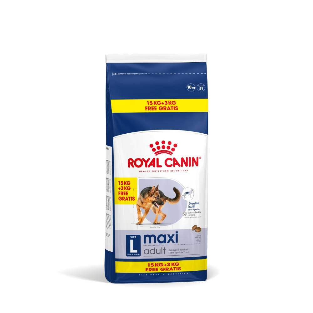 Maxi Adult Torrfoder Till Vuxna Hundar  - 15 + 3 kg - Royal Canin