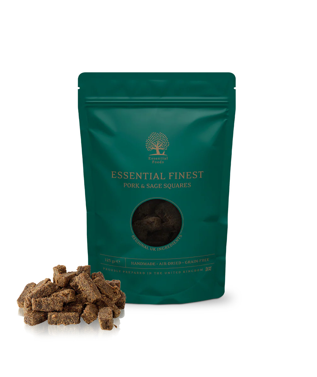 Essential Finest Pork & Sage Squares Hundgodis - 125 g - Essential Foods