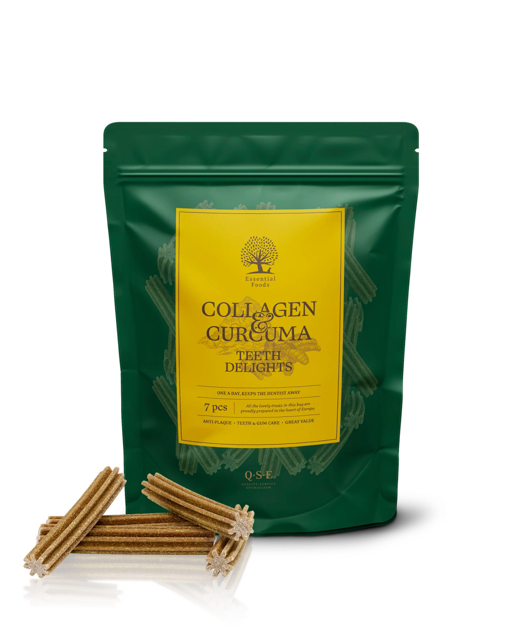 Essential Collagen & Curcuma Teeth Delights Tuggben för Hund - 7 st - Essential Foods