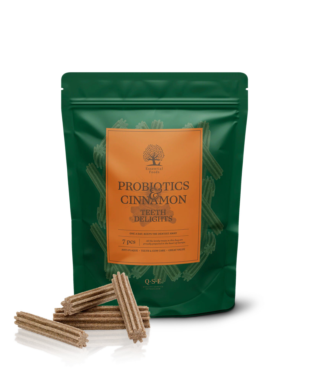 Essential Probiotics & Cinnamon Teeth Delights Tuggben för Hund - 7 st - Essential Foods