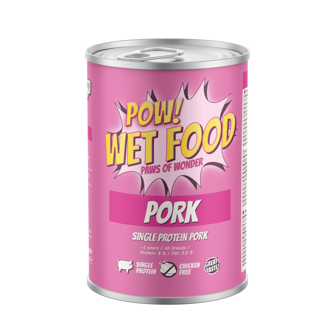 Dog Adult Pork Can Våtfoder till Hund - 6 x 400 g - Pow!