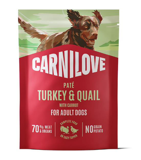 Pouch Paté Turkey & Turkey & Quial with Yellow Carrot Våtfoder till Hund - 12 x 300 g - Carnilove