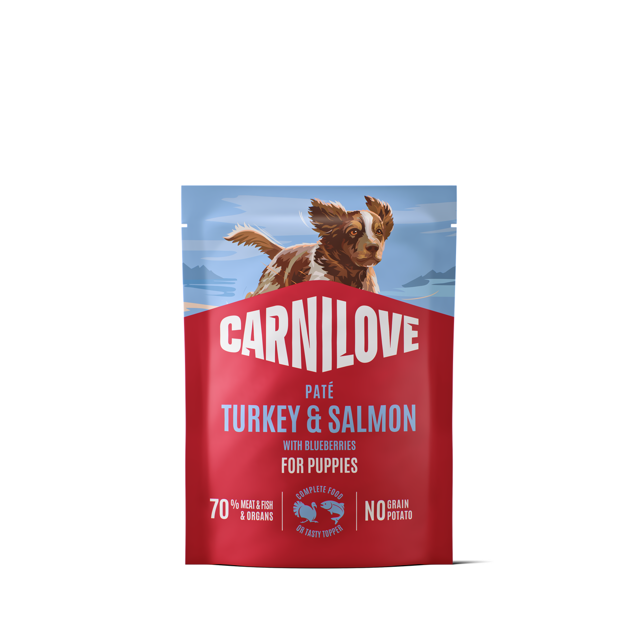 Pouch Paté Turkey & Salmon with Blueberries Våtfoder till Valp - 12 x 300 g - Carnilove
