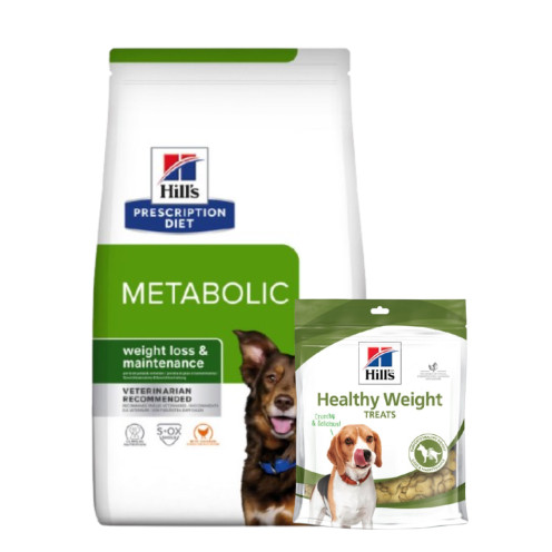 Treats + Prescription Diet Metabolic Weight Management Torrfoder till Hund med Kyckling - 12 kg + treats - Hill’s