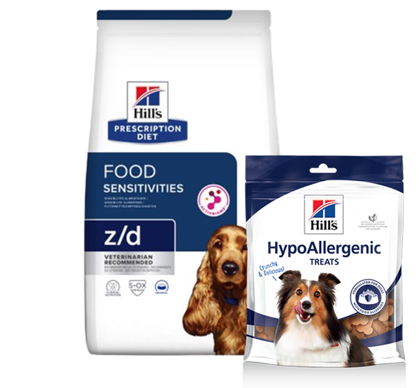 Treats + Prescription Diet z/d Food Sensitivities Torrfoder till Hund - 10 kg + 220 g - Hill’s