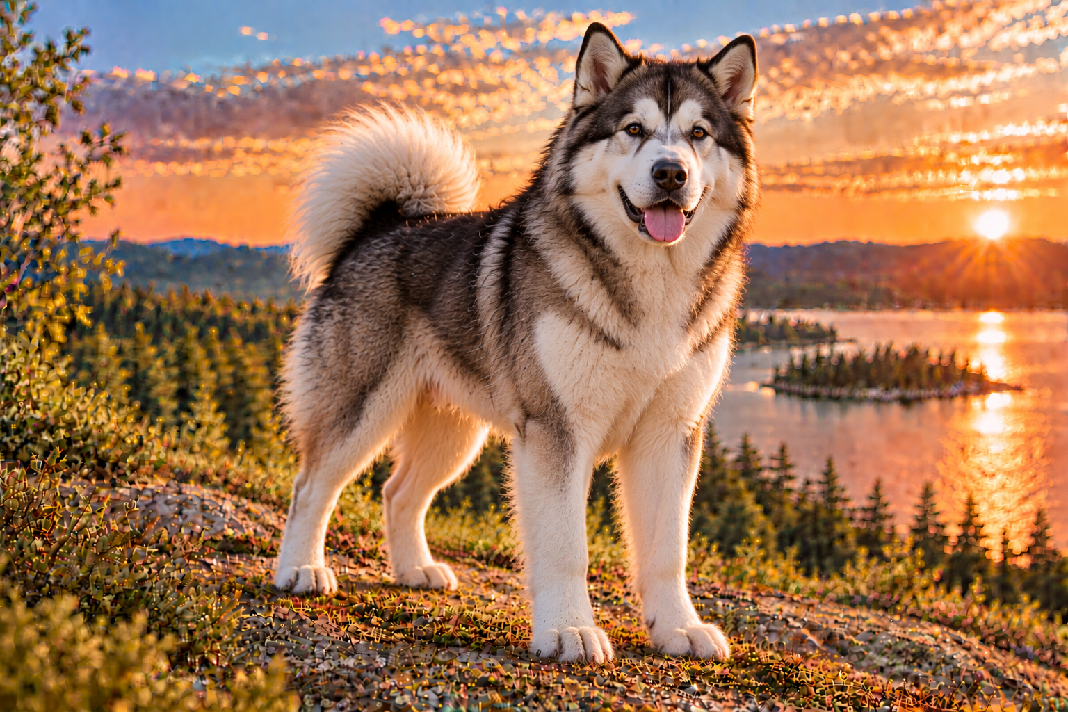 Alaskan malamute utomhus i naturen