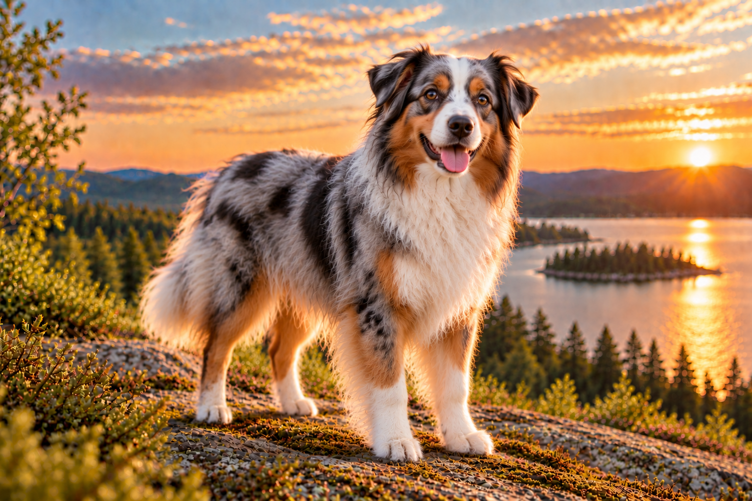 Australian shepherd utomhus i naturen