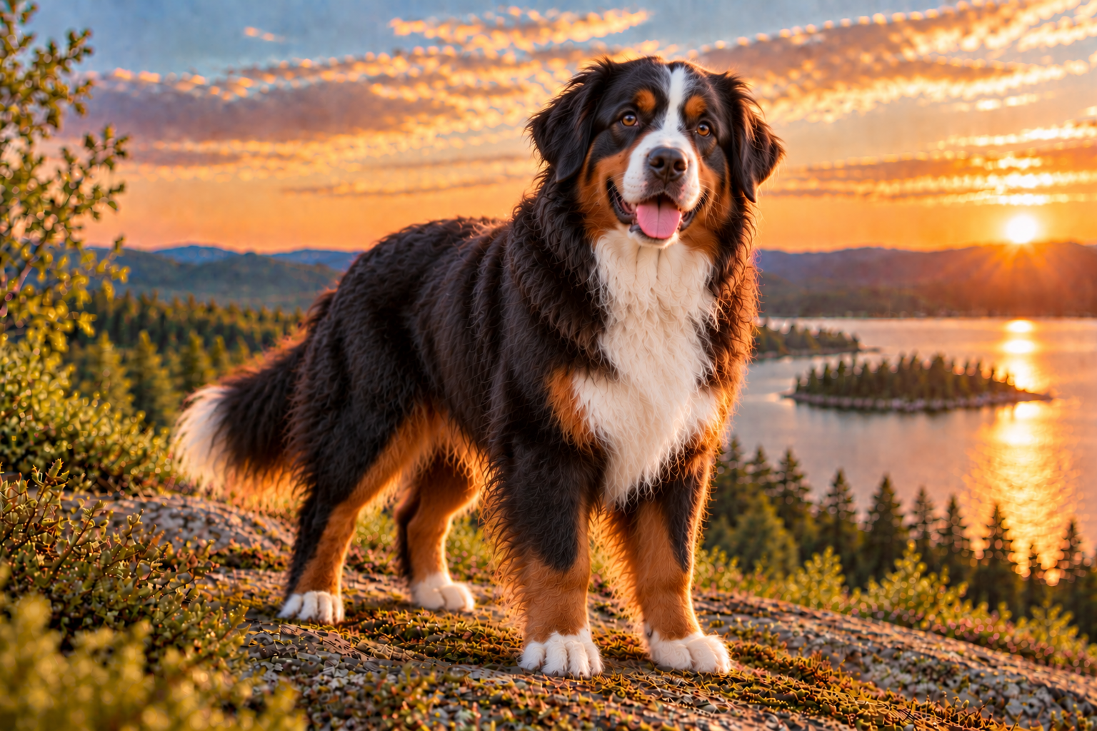 Berner sennenhund utomhus i naturen