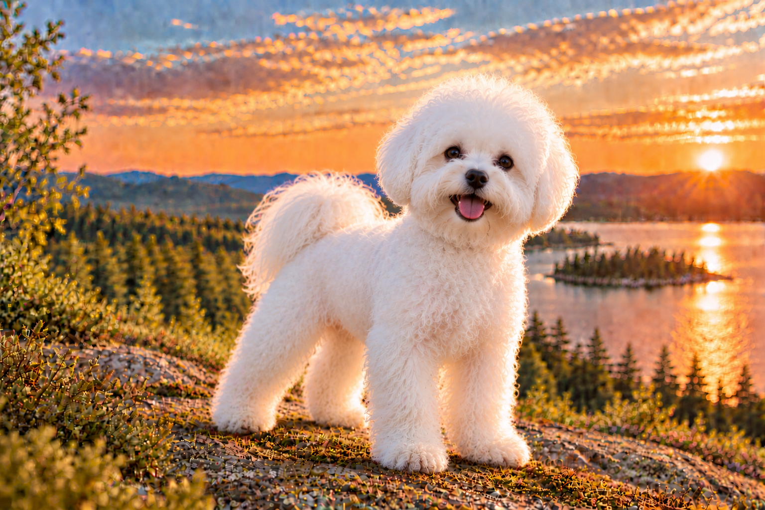 Bichon frisé utomhus i naturen