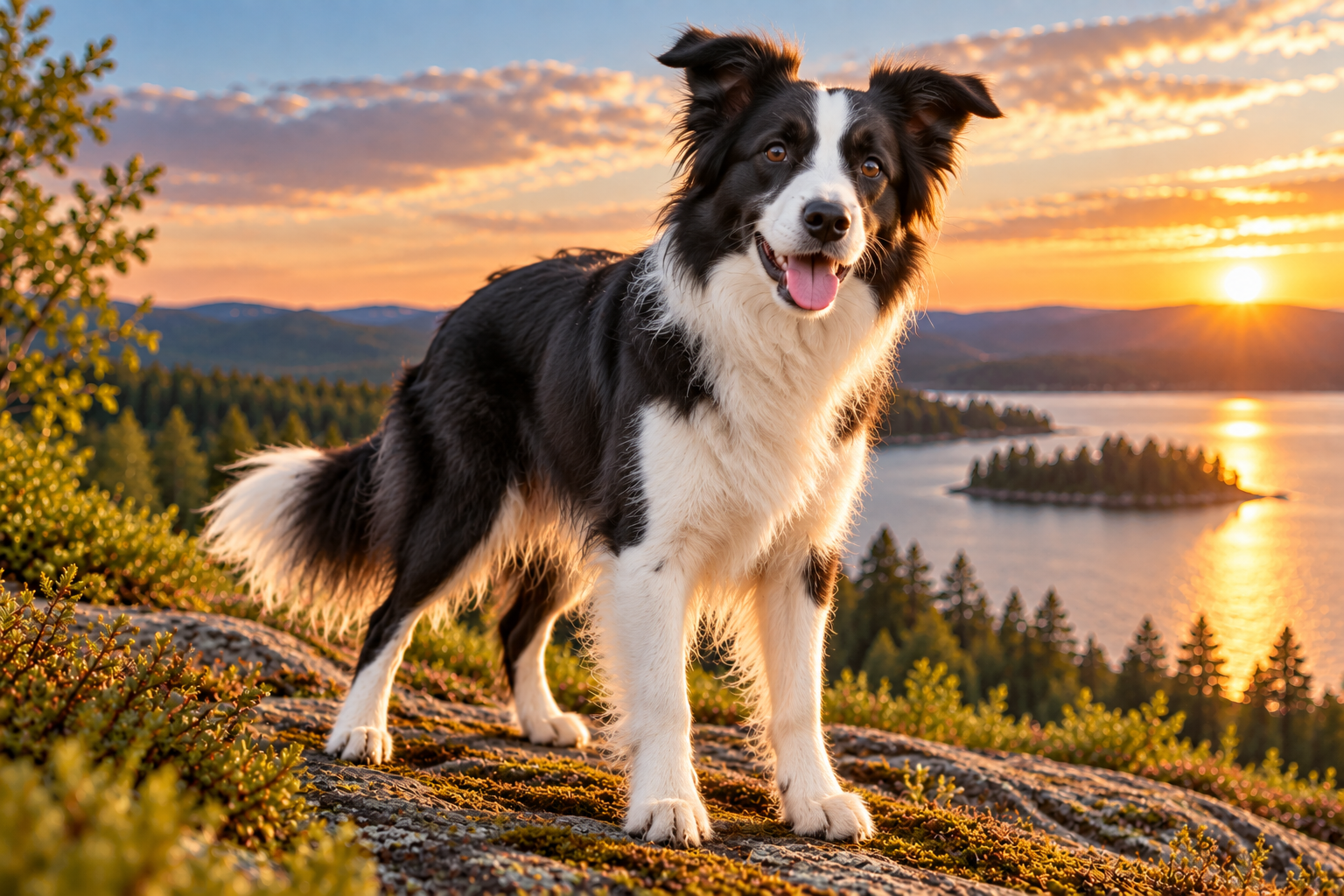 Border collie utomhus i naturen