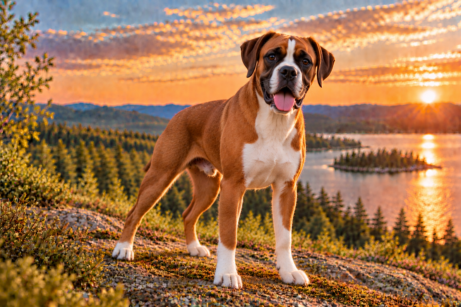 Boxer utomhus i naturen