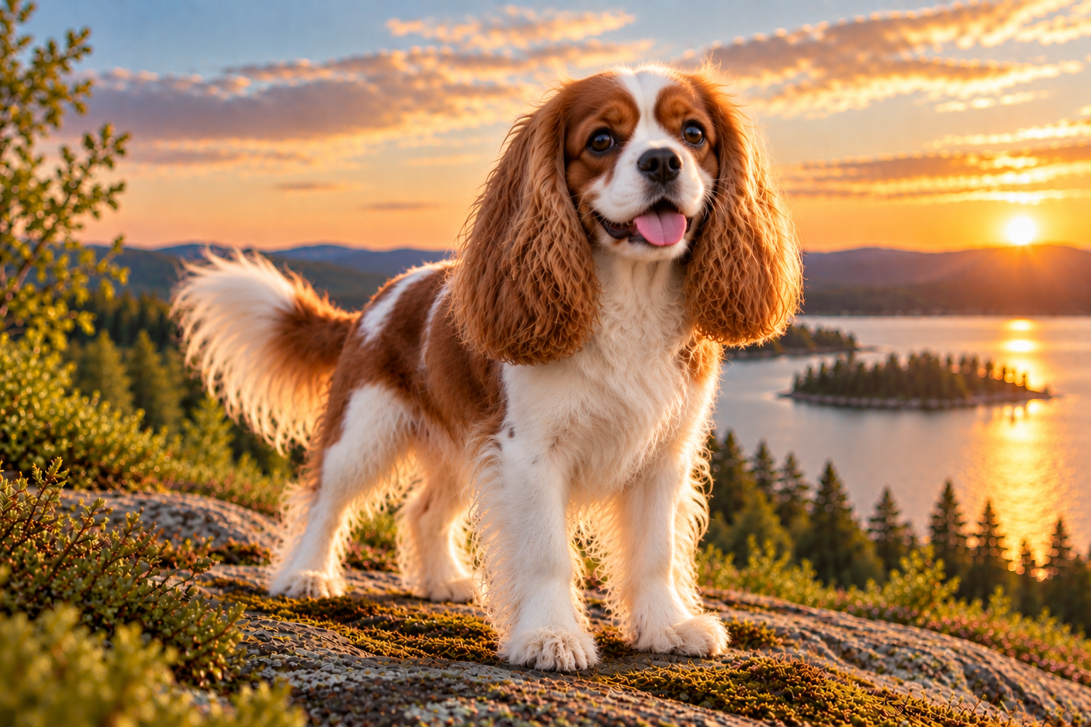Cavalier king charles spaniel utomhus i naturen