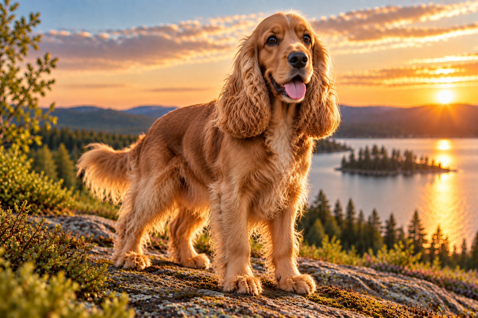 Cocker spaniel utomhus i naturen