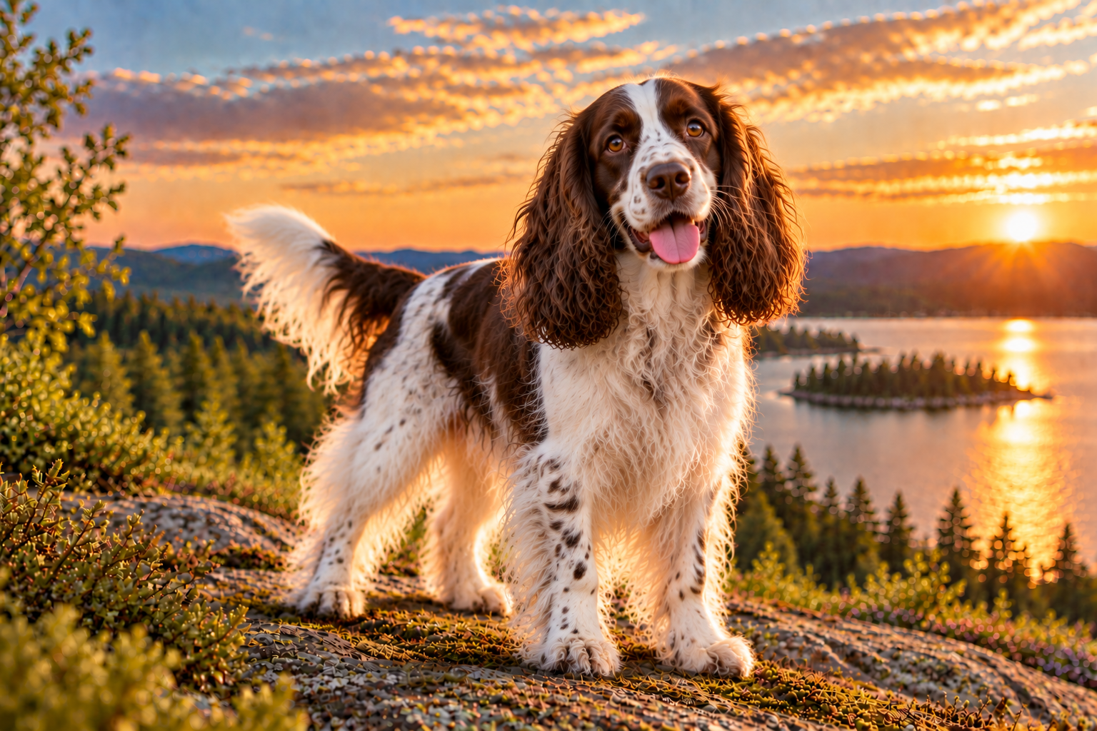 Engelsk springer spaniel utomhus i naturen