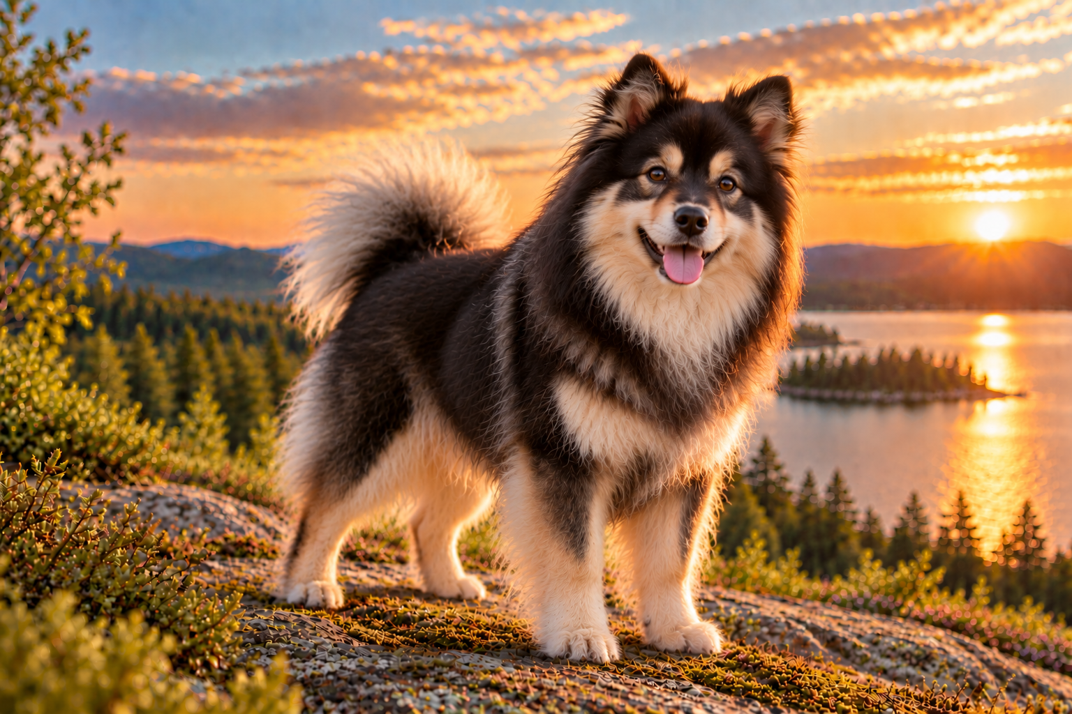 Finsk lapphund utomhus i naturen