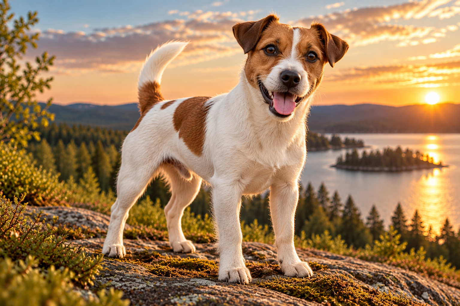Jack russell terrier utomhus i naturen