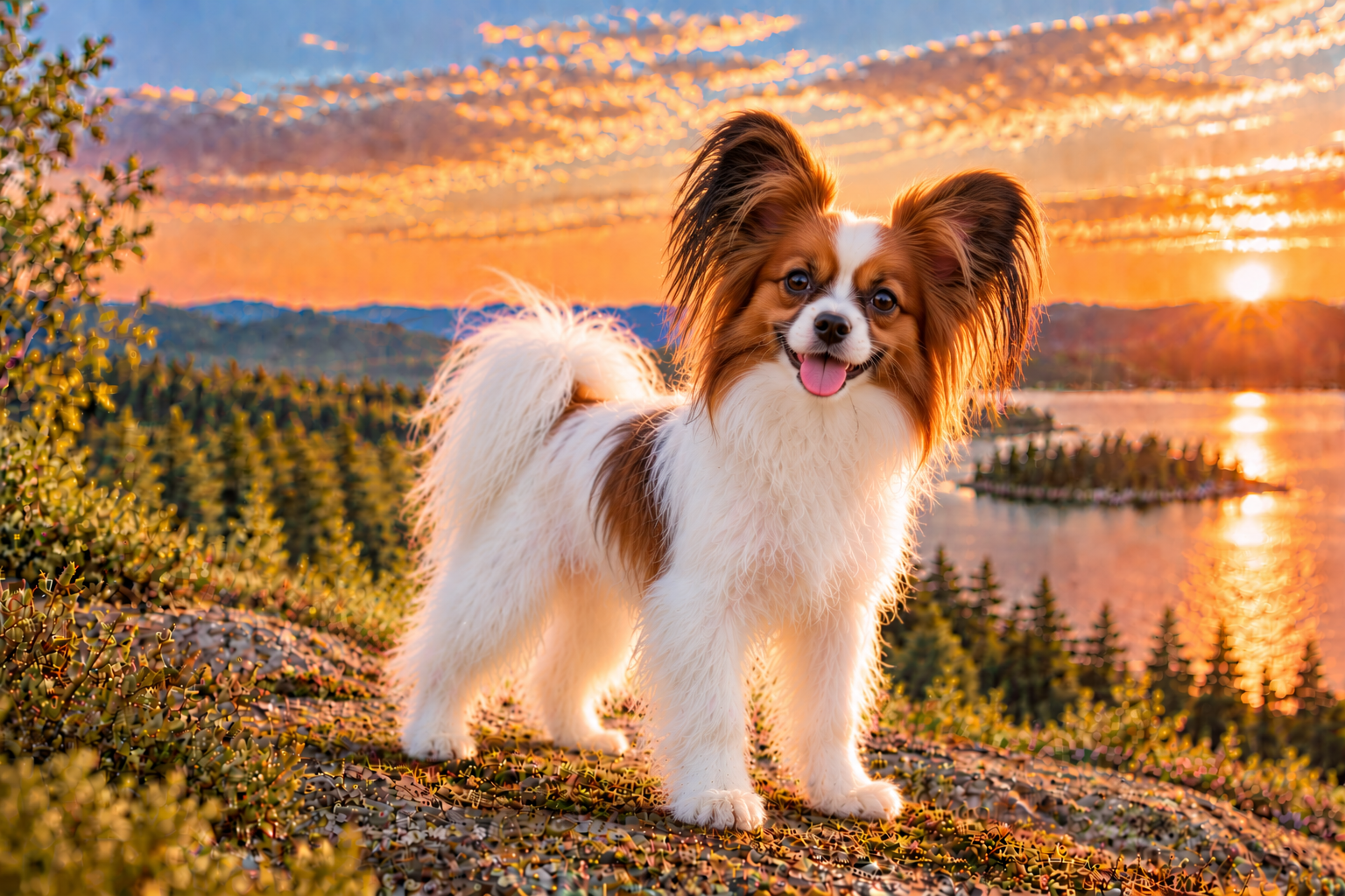 Papillon utomhus i naturen