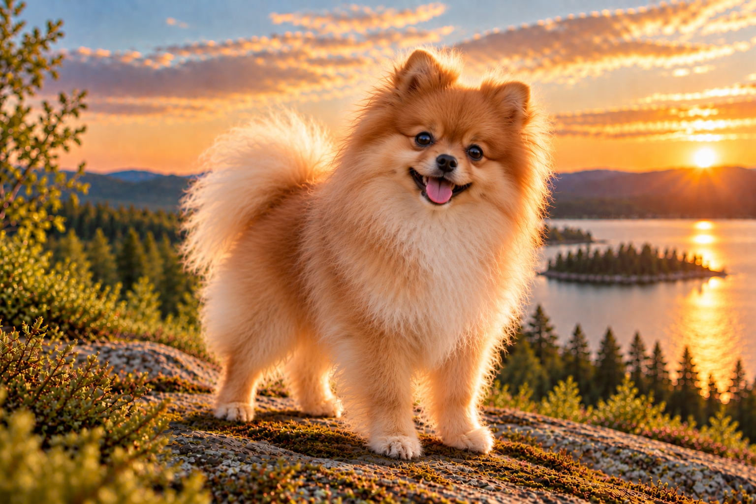 Pomeranian utomhus i naturen