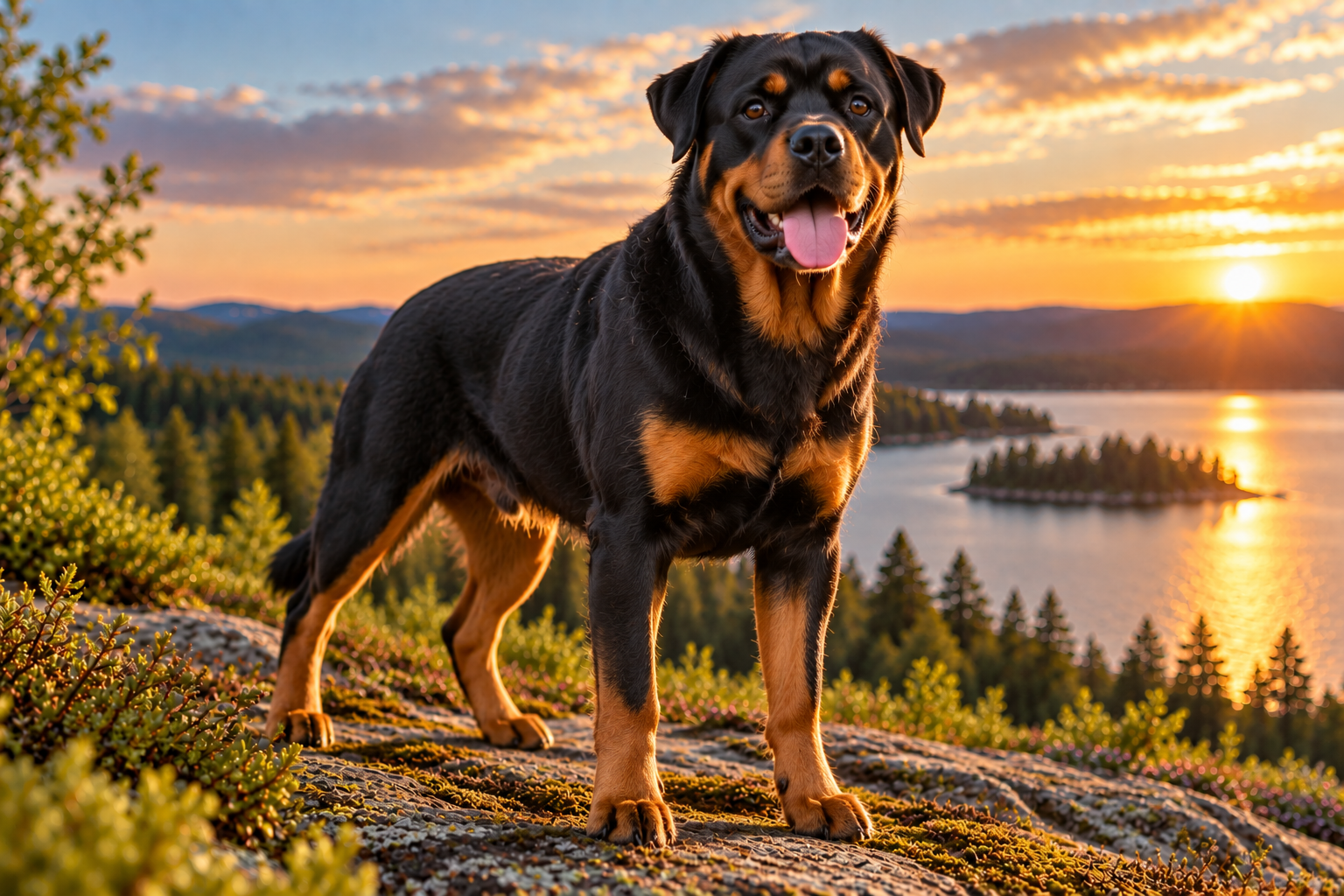 Rottweiler utomhus i naturen