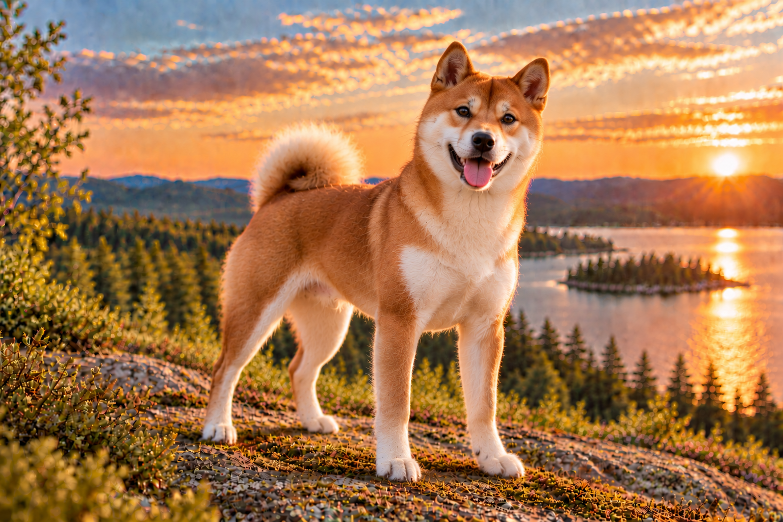 Shiba inu utomhus i naturen