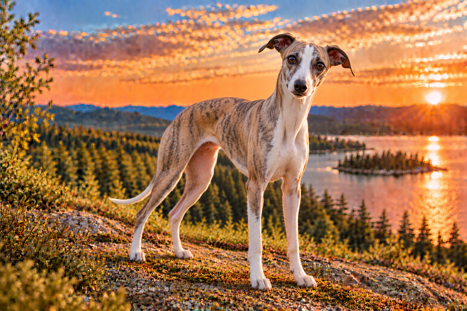 Whippet utomhus i naturen