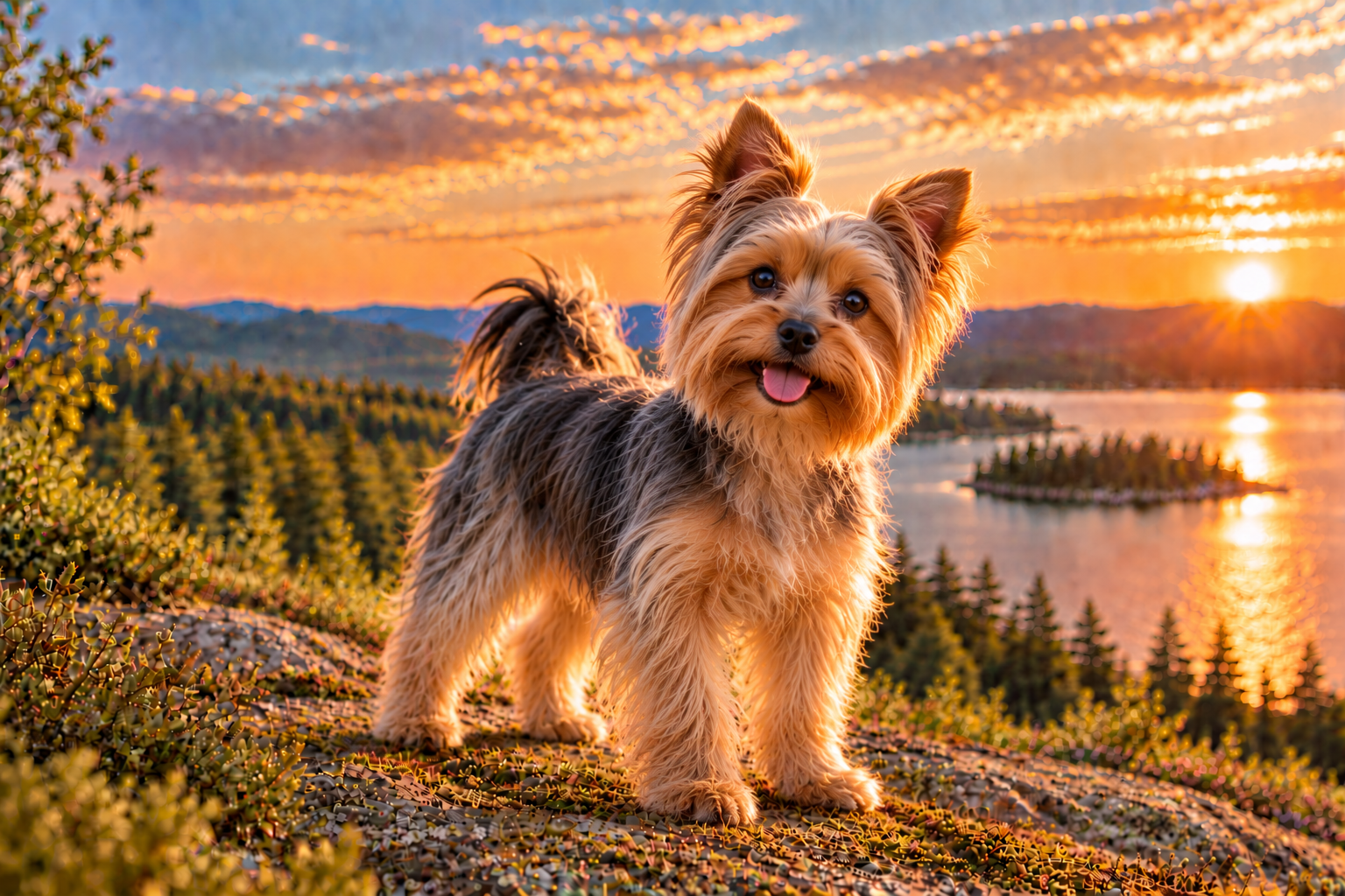 Yorkshireterrier utomhus i naturen