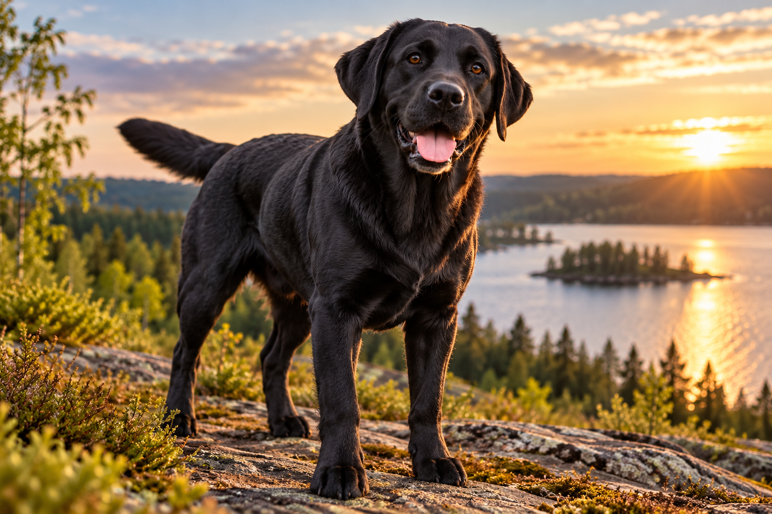 Gul labrador retriever utomhus i naturen